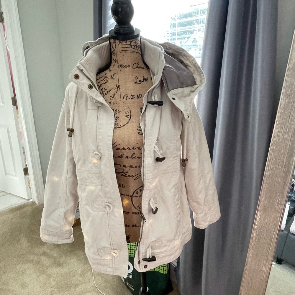 Motherhood Maternity Cream Hooded Toggle Coat - Picture 2 of 6